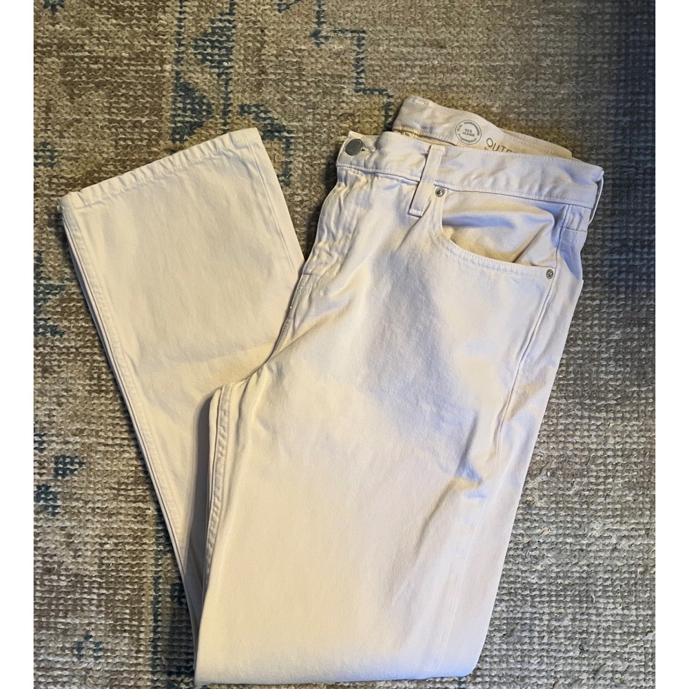 Outerknown Jeans Drifter Tapered Fit Off-White Organic Cotton Mens 36x32